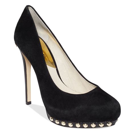 michael kors black leather heels|michael kors black suede pumps.